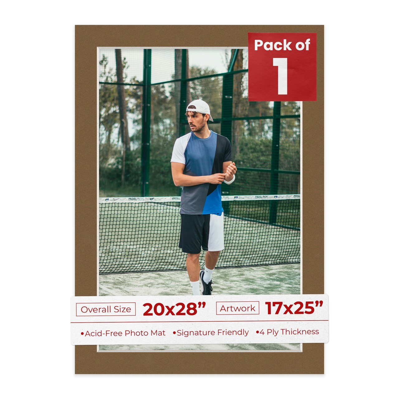 Aged Oak Brown Mat Board for 20x28 Frames - Fits 17x25 Photos